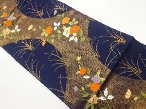 草花模様織出し名古屋帯